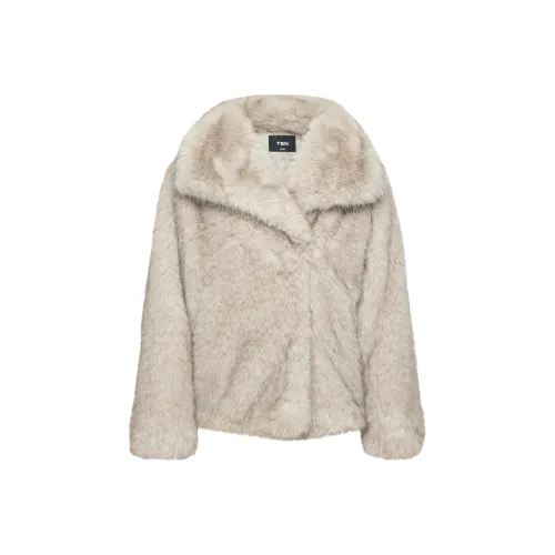 Aritzia FW24 Ten Banter Пальто Real Искусственный мех Пальто Женское Бежевый Светлый Умбра