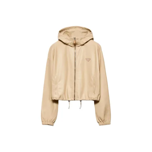 PRADA SS25 Кожа Куртка Женская Песочно-Бежевая