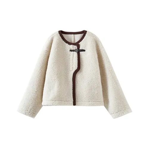 OUNIXUE Вельвет Feel Пальто Женское Абрикос