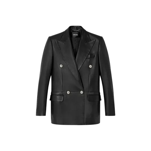 VERSACE SS24 Кожа Куртка Женская Черная