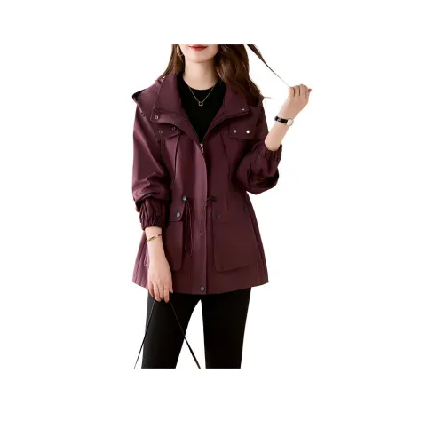 Aoaifu Тренчкот Женский Анкора Красный