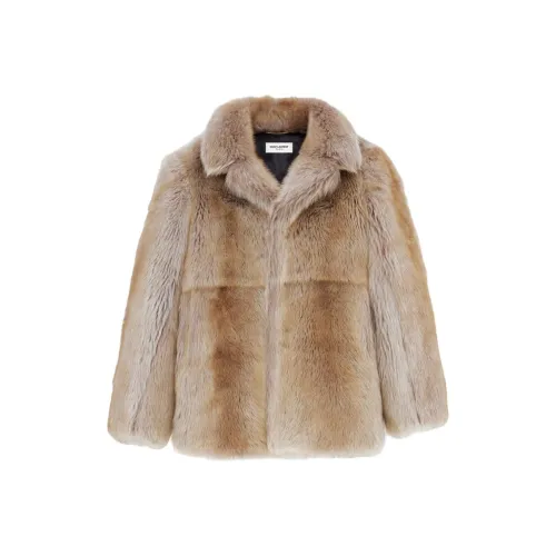 SAINT LAURENT FW24 Мех Женский Розовый Белый