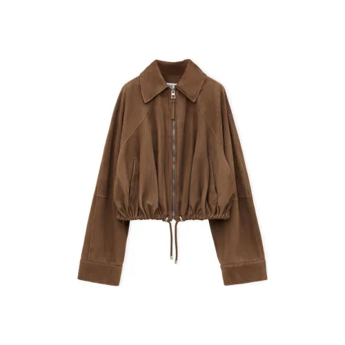 LOEWE SS Женская Предсборная Коллекция Кожа Куртка Женская Хаки