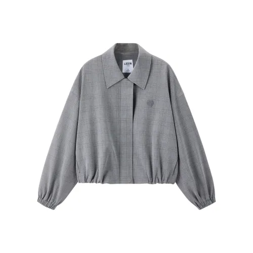 LEDIN Cropped Jacket Женская Lead Серый