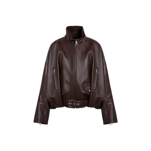 LOEWE Коричневые Женские Кожаные Куртки
