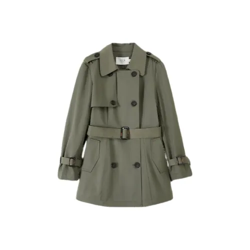 Mo Han Yi Mei Тренчкот Женский Зеленый