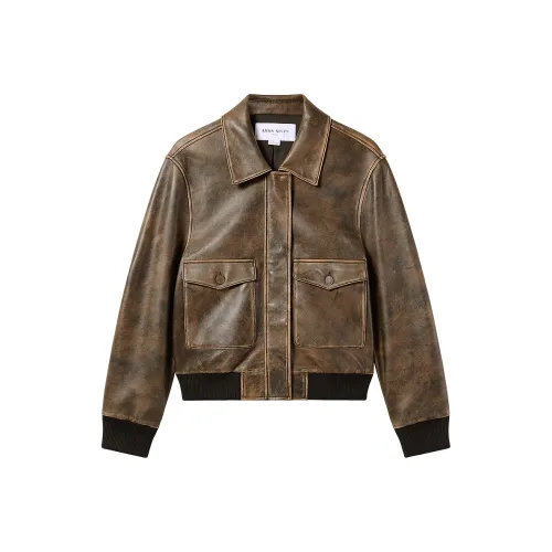 Miss Sixty Кожа Куртка Женская Коричневая Серая