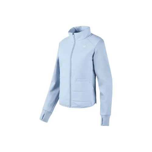Skechers Хлопковый пуховик женский светло-серый синий