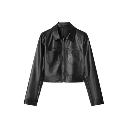 THE SEA LIFE Кожа Куртка Женская Черный Маг