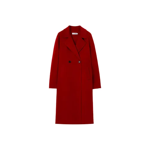 RIZ OUZH Пальто Женское Малиновое Рафия