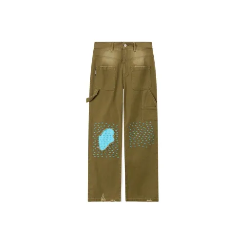 NO ONE ELSE Повседневные брюки Унисекс Горчично-зеленый