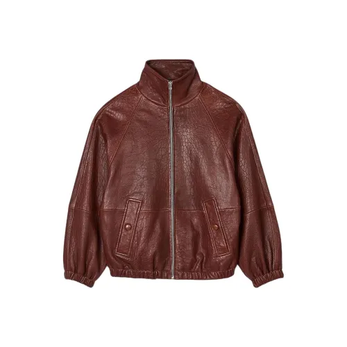 Sandro Кожа Куртка Женская Красная