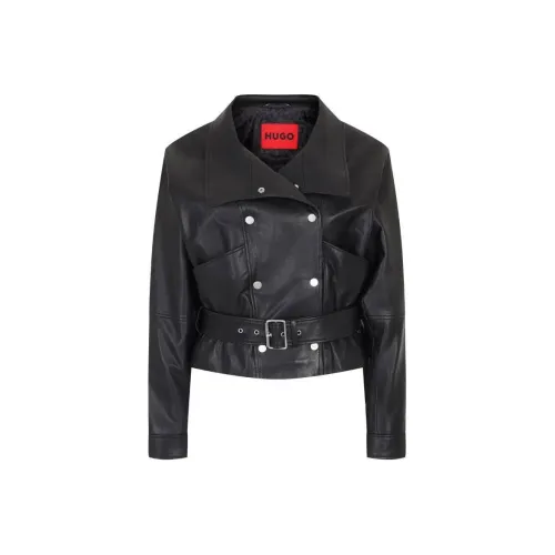Hugo Boss Кожа Куртка Женская Черная