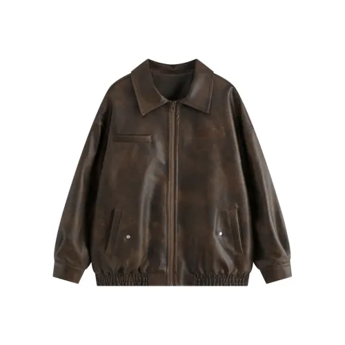 ZXZA Кожа Куртка Женская Винтаж Коричневый