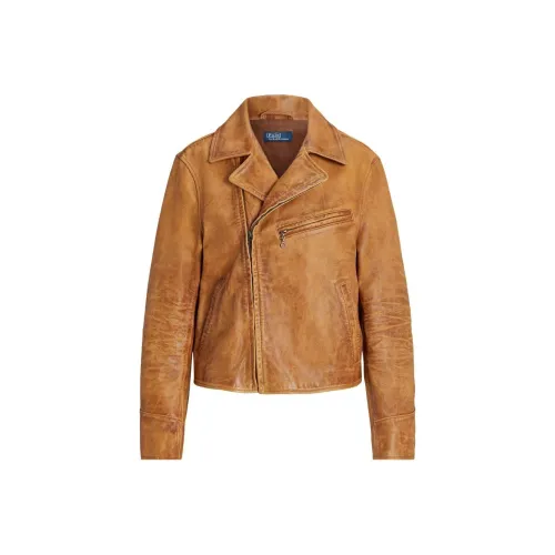 Polo Ralph Lauren кожаная куртка женская цвет умбра