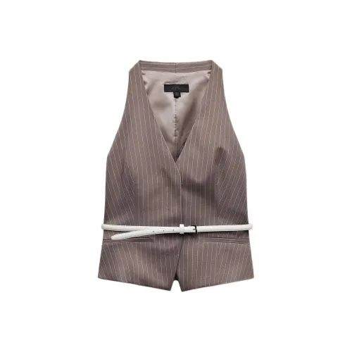 ZARA Жилет Женские Коричневый Темно-Серый Коричневый