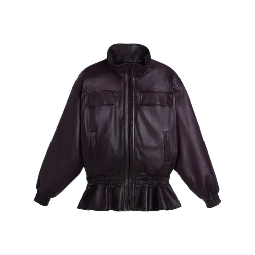 Phoebe Philo Deep Ягода Женские Кожаные Куртки