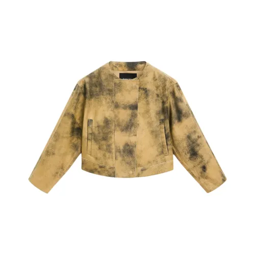 Massimo Dutti Кожа Куртка Женская Экрю