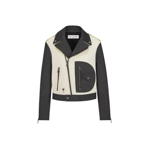 DIOR SS25 Кожа Куртка Женская Черный Белый