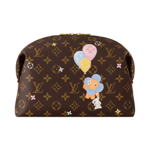 LOUIS VUITTON Покрытый холст Косметичка Женская Коричневая