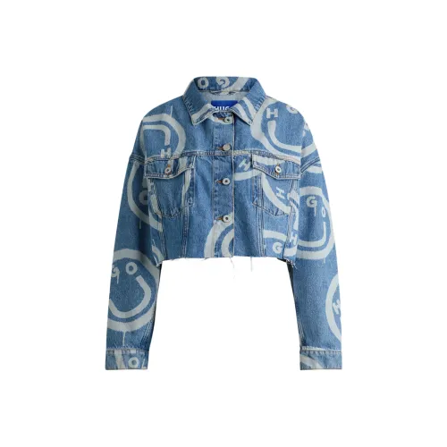 Hugo Boss FW24 Denim Jacket Women's Blue Hugo Boss FW24 Деним Куртка Женская Синяя