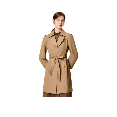 FENHONGMALI Тренчкот Женские CAMEL