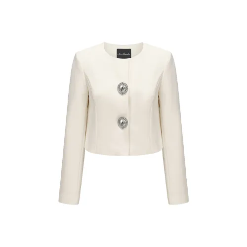 NANA JACQUELINE Cropped Coat Women's Ecru НАНА JACQUELINE Укороченное пальто женское экрю