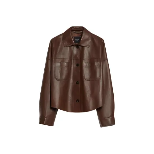 WEEKEND MaxMara Коричневые Женские Кожаные Куртки