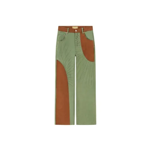 NO ONE ELSE Повседневные брюки Женские Оливково-зеленый