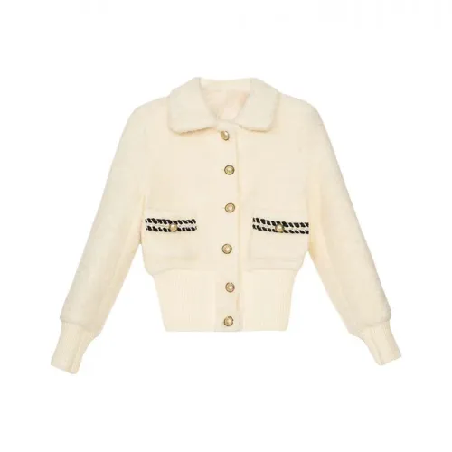 IDLE SOUL Бархат Feel Пальто Женские Экрю