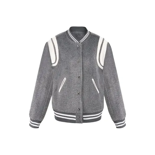 SYEEE WITH U Бейсбольная куртка Женская Серого цвета