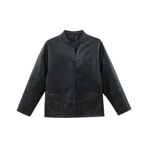 Aoaifu Кожа Куртка Женская Черная