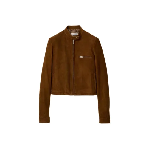 MIU MIU SS25 Кожа Куртка Женская Коричневая