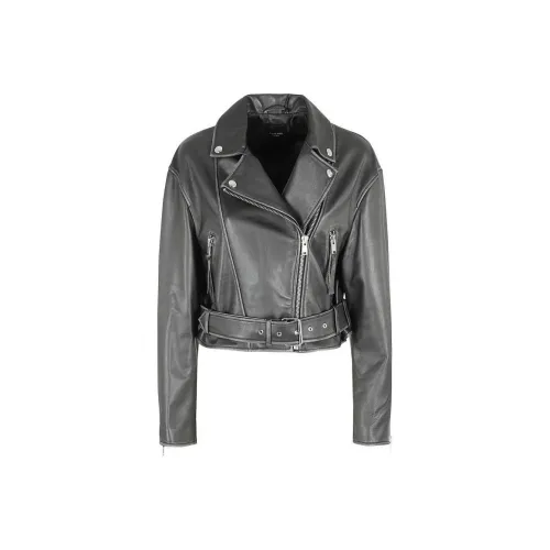 WEEKEND MaxMara Кожа Куртка Женская Серого цвета