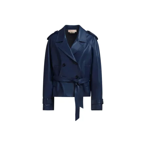 MARNI Кожа Куртка Женская Синяя