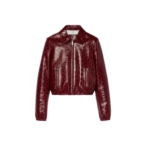 GUCCI FW24 Кожа Куртка Женская Красная