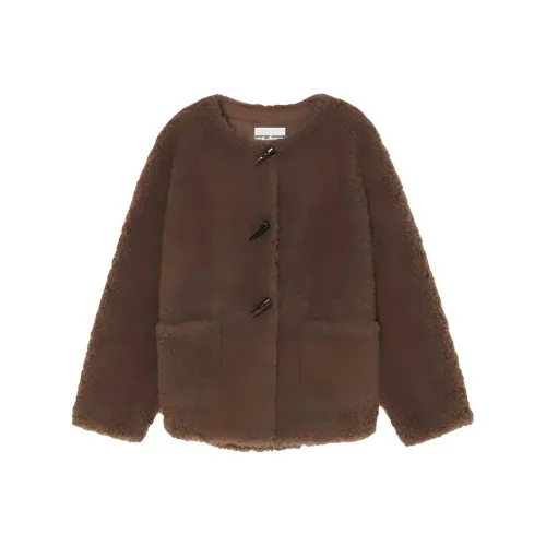 Orange Desire Velvet Feel Coat Women's Янтарный Коричневый