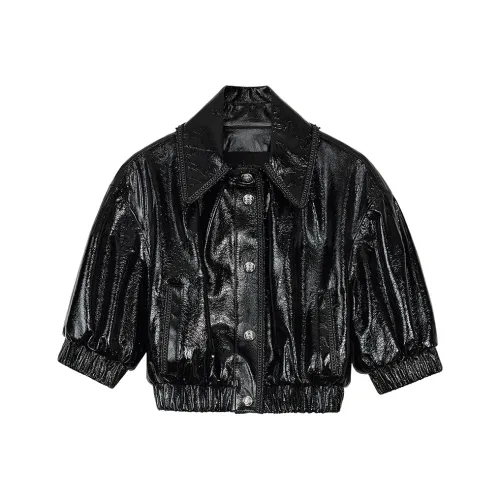 NancyCavally Кожа Куртка Женская Черная