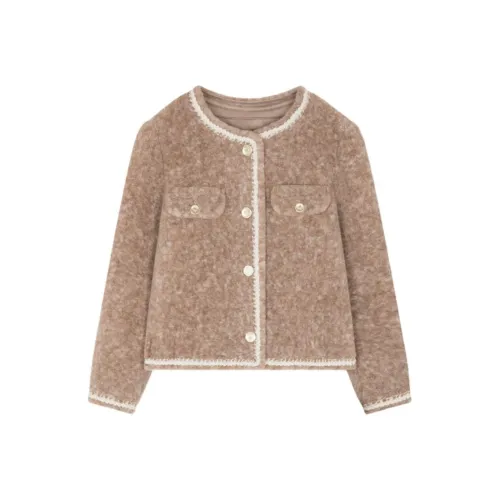 IHIMI Вельвет Feel Пальто Женское Золото Шоколадный Коричневый