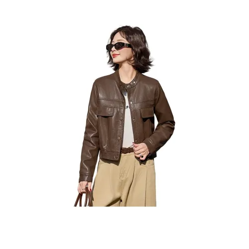 Yi Mengyuan Кожа Куртка Женская