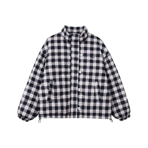 FPMZ Хлопковый пуховик женский черный синий в клетку