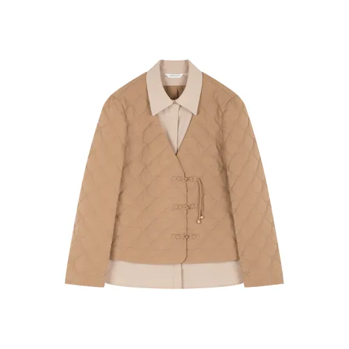 Mo Han Yi Mei Хлопковый пуховик женский хаки и бежевый