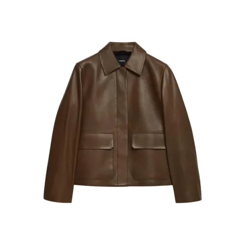 THEORY Кожа Куртка Женская Коричневая