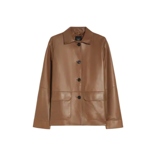 WEEKEND MaxMara Кожа Куртка Женская Коричневая