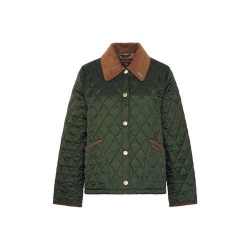 BARBOUR Хлопковый пуховик женский оливковый