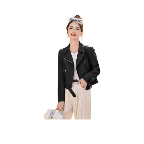 Yi Mengyuan Кожа Куртка Женская