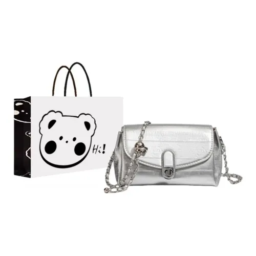 NX DOUGHNUT ПУ (полиуретан) Маленькая квадратная сумка сумка через плечо плечевая сумка женская черная серебряная