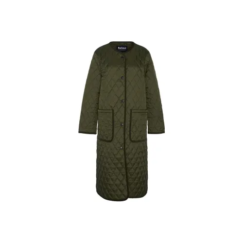 BARBOUR Хлопковый пуховик женский оливковый