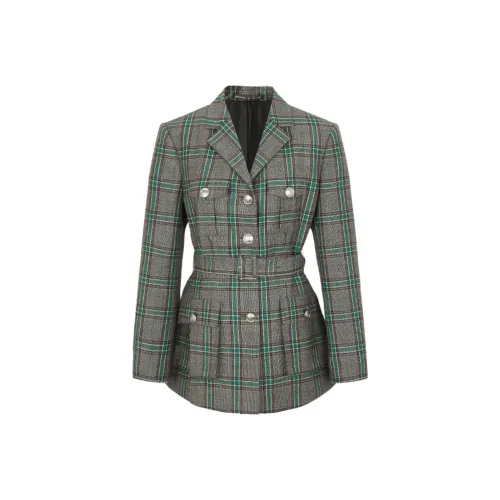 DEGAIA Бизнес-костюм женский средний зеленый клетка