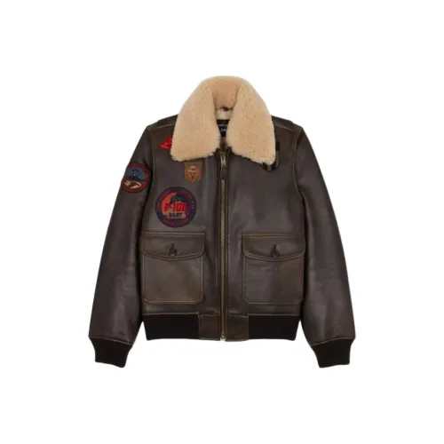 SAINT LAURENT Кожа Куртка Женская Коричневая